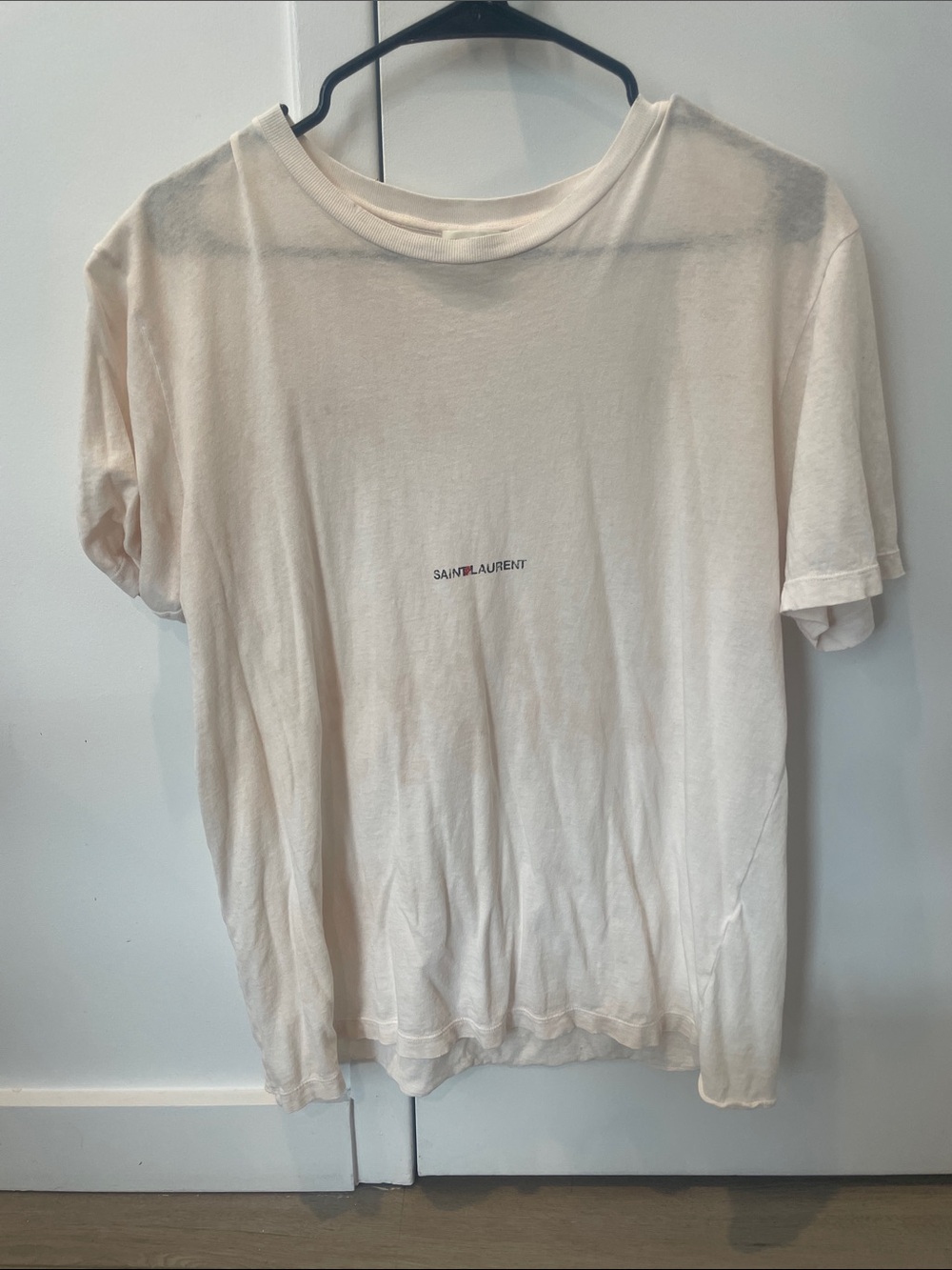 Saint Laurent Vintage Logo T-Shirt | Distressed White Tee | YSL Archive